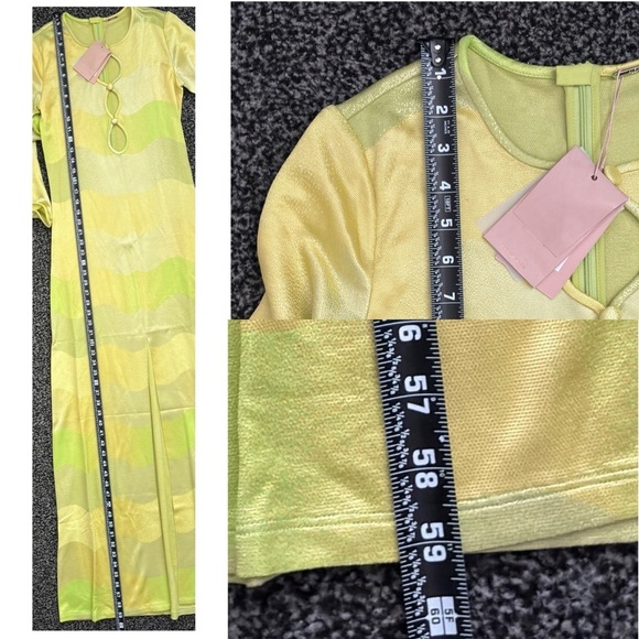 Alexis Serena Dress Lime Waves Cut out Maxi dress S XS jacquard long sleeve - Picture 9 of 14